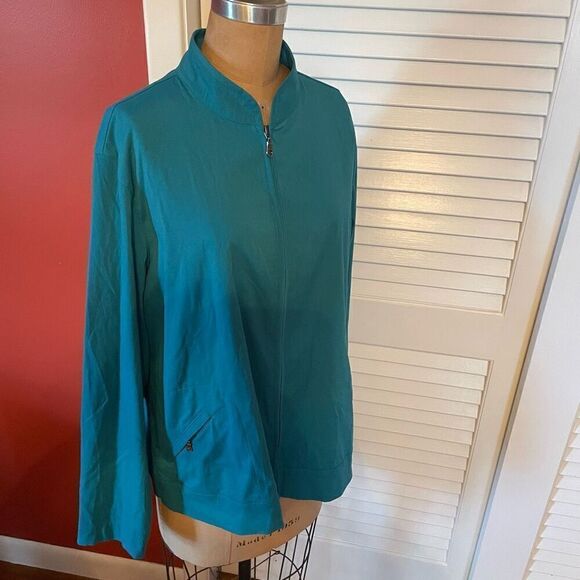 ADDITIONS BY CHICO’S | teal athletic zip up jacket with pockets size 3 or L - Picture 2 of 5